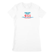 Load image into Gallery viewer, Premium Women's T-shirt - Santa Cruz 911 blue logo
