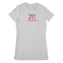 Load image into Gallery viewer, Premium Women's T-shirt - Santa Cruz 911 blue logo
