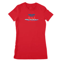 Load image into Gallery viewer, Premium Women's T-shirt - Santa Cruz 911 blue logo
